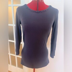 Hugo Boss Dark Blue Top with Pleated Collar
